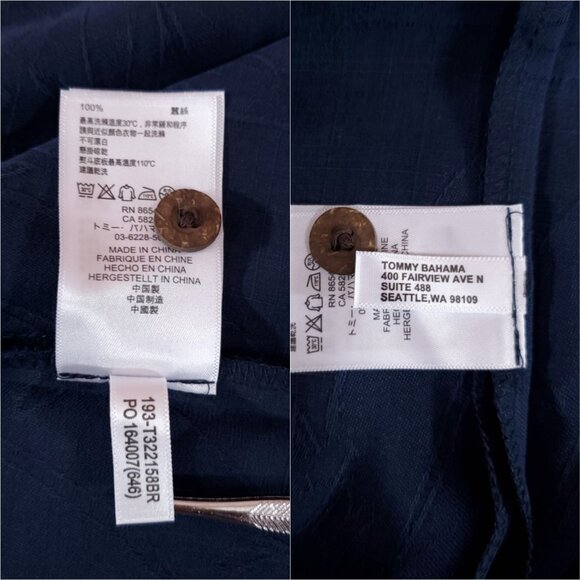 NWT Tommy Bahama Dayton Flyers Mens Large Silk Floral Hawaiian Shirt Navy Blue - Picture 12 of 14